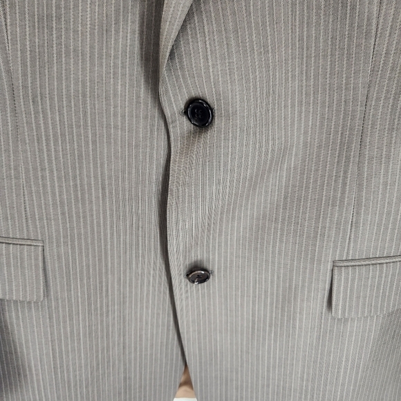 Hugo Boss Virgin Wool Blazer Mens 44L Light Brown Pinstripe Formal Workwear - Picture 3 of 13